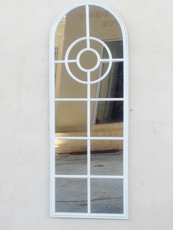 Circle Metal Arch Mirror Off White